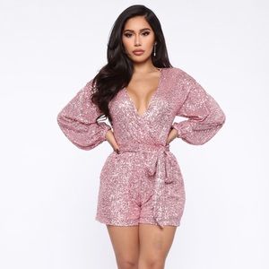 NWT Fashion Nova Pink Sequin Romper Small